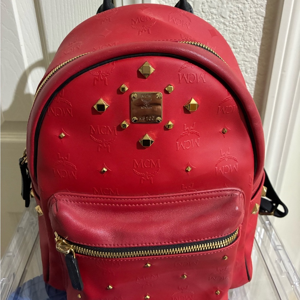 MCM Scarlet Backpack with Gold Accents